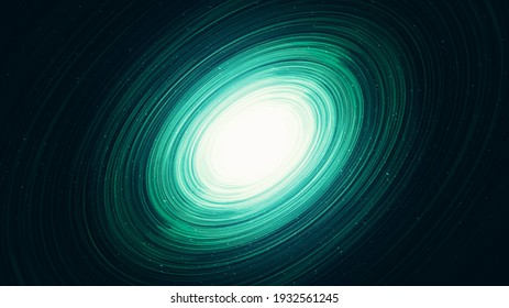 Magic Green Light Spiral Black hole on Galaxy background with Milky Way spiral,Universe and starry concept design,vector