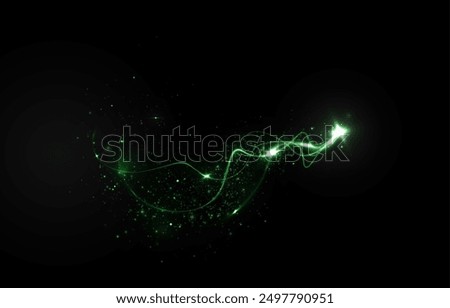 Magic green wind png festive isolated on transparent background. green comet png with sparkling stars and dust. Powder dust light PNG. Magic shining green dust. Fine shiny dust bokeh particles.

