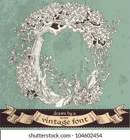 Magic grunge forest hand drawn by a vintage font - O