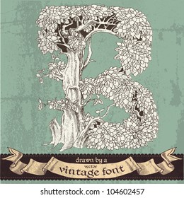 Magic grunge forest hand drawn by a vintage font - B