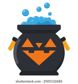 Magic Halloween cauldron vector cartoon illustration isolated on a white background.