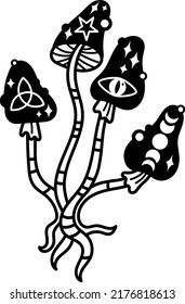 Magic halloween mushrooms vector clipart