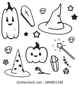 Magic Halloween set vector illustration
