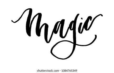 Magic hand drawn vector. Original custom brush hand lettering. 