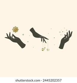 Diseño de Vector de conjunto de iconos de mano mágica.