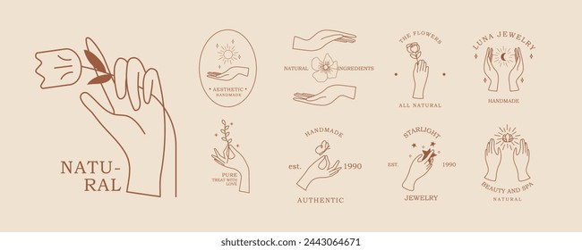 Colección de logotipo de mano mágica, logotipo de belleza
