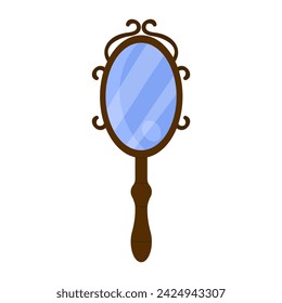 Espejo mágico de la mano. Accesorios de brujería, herramientas rituales ocultas ilustración vectorial de dibujos animados