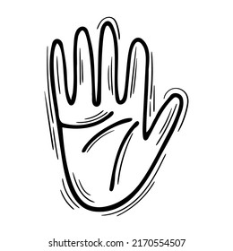 Magic hand. Mystical element. Astrology. Palmistry. Hand drawn magical vintage sign. Vector illustration