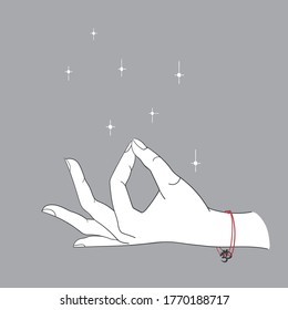 Magic hand, yoga mudras, meditation, vector illustration