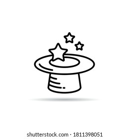 magic hat ans star icon line vector