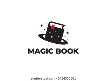 magic hat with book logo. education concept symbol vector design