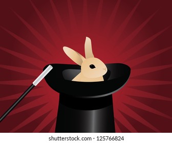 Magic hat with Bunny and Burst EPS 8 Vector no open shapes or paths.