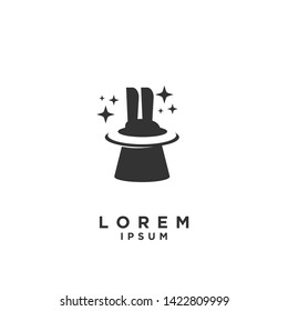 magic hat with bunny ear logo black logo icon design vector illustration