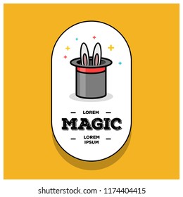 Magic Hat with Bunny Ears Vector Illustration Badge Sticker Design