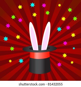 Magic hat with bunny ears. Vector illustration EPS8