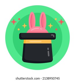 A magic hat or bunny hat flat round icon 

