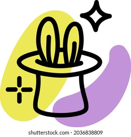 Magic hat with bunny, illustration, vector, on a white background.