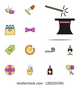 magic hat colored icon. birthday icons universal set for web and mobile