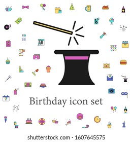 magic hat colored icon. birthday icons universal set for web and mobile