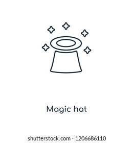 Magic hat concept line icon. Linear Magic hat concept outline symbol design. This simple element illustration can be used for web and mobile UI/UX.