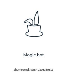 Magic hat concept line icon. Linear Magic hat concept outline symbol design. This simple element illustration can be used for web and mobile UI/UX.