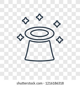 Magic hat concept vector linear icon isolated on transparent background, Magic hat concept transparency concept in outline style