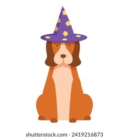 Magic hat dog icon cartoon vector. Animals card. Funny pet puppy