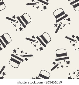 magic hat doodle drawing seamless pattern background