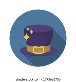 Magic hat flat icon with long shadow. Colorful illustration of magic accessory. Vector.