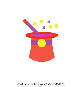 magic hat flat Icon.carnival and tool vector illustration on white background