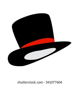 magic hat, gentleman hat cylinder with ribbon icon, symbol, design. vector illustration isolated on white background.