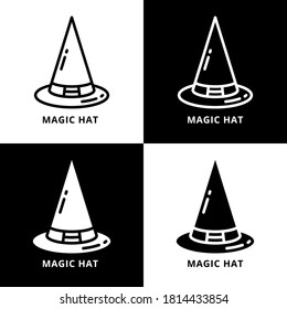 Magic Hat Halloween Icon Line Style. Magician Accessory Vector Illustration. Hat Cartoon Symbol Icon Glyph