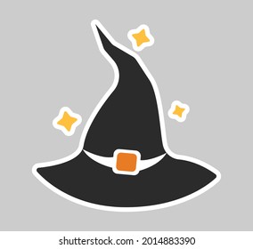 magic hat halloween sticker. Vector illustration