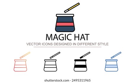 Magic Hat icon design with white background stock illustration