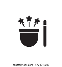 magic hat icon glyph vector illustration black style. isolated on white background