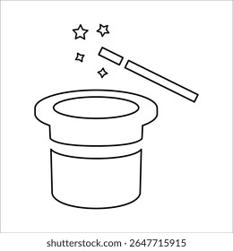 Ícone Magic Hat, gráficos de vetor de linha