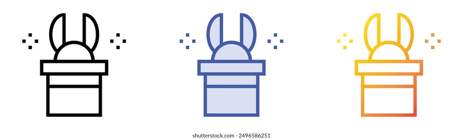 magic hat icon. Linear, Blue Fill and Gradient Style Design Isolated On White Background