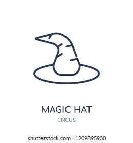 Magic hat icon. Magic hat linear symbol design from Circus collection. Simple outline element vector illustration on white background.