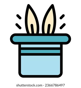 Magic hat icon outline vector. Circus show. Top rabbit color flat