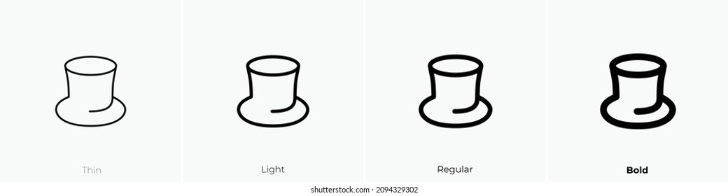 magic hat icon. Thin, Light Regular And Bold style design isolated on white background