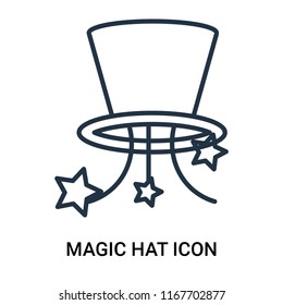 Magic hat icon vector isolated on white background, Magic hat transparent sign , outline linear symbol or thin lined pictogram
