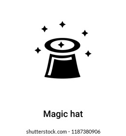Magic hat icon vector isolated on white background, logo concept of Magic hat sign on transparent background, filled black symbol