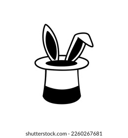 Magic Hat icon vector. Wand and Rabbit illustration sign. magician symbol or logo.