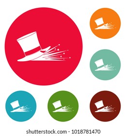 Magic hat icons circle set vector isolated on white background