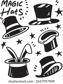 Magic hat illustration hand drawing vector can be used for design 
