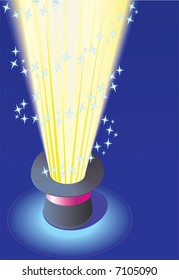 Magic hat with light. Vector illustration