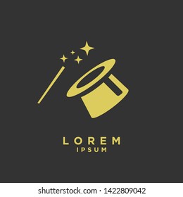 magic hat logo gold logo icon design vector illustration