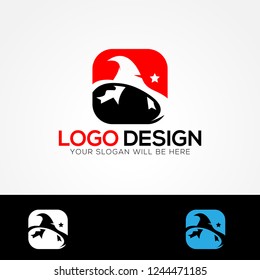 Magic Hat Logo With Star for Logo App, Logo Design, Vector, Template