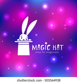 Magic hat logo template design. Vector illustration.