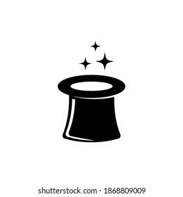 Magic Hat, Magician Gentleman Cylinder. Flat Vector Icon illustration. Simple black symbol on white background. Magic Hat Magician Gentleman Cylinder sign design template for web and mobile UI element